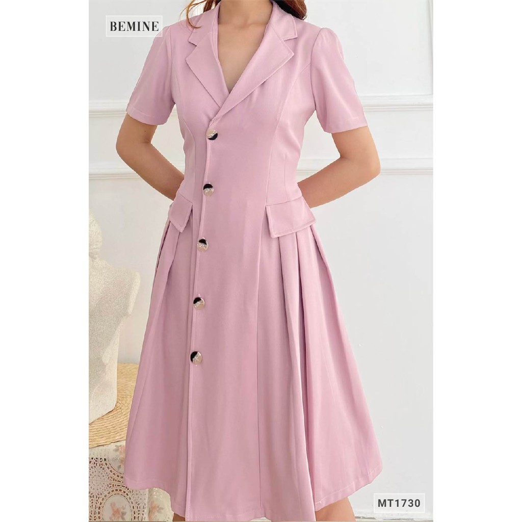 Đầm nữ công sở túi đắp giả xếp ly kiểu dáng nữ tính BEMINE MT1730HONG