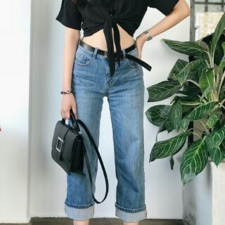 Áo sơ mi croptop cổ vest cột tà