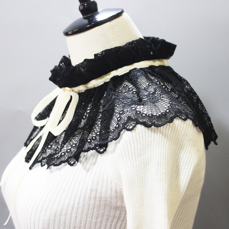 Khăn Choàng Cổ Ren Hoa Màu Đen Phong Cách Vintage Dành Cho Nữ