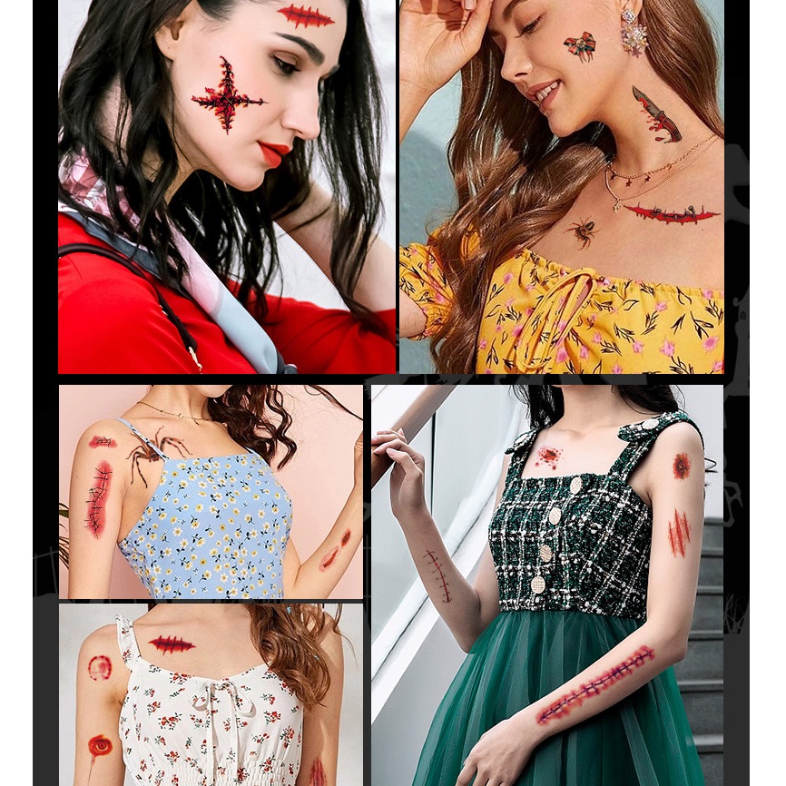Hình xăm dán vết thương giả hóa trang halloween thiết kế sáng tạo