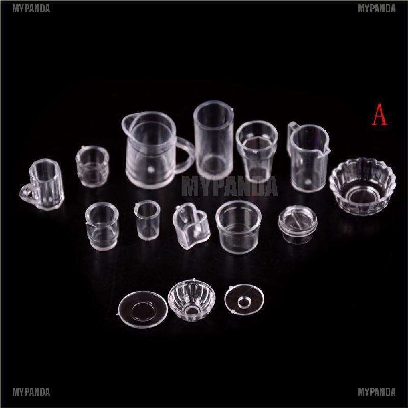 Set 10-15 mô hình đồ chơi tô chén dĩa cốc dụng cụ bàn ăn mini dành cho nhà búp bê