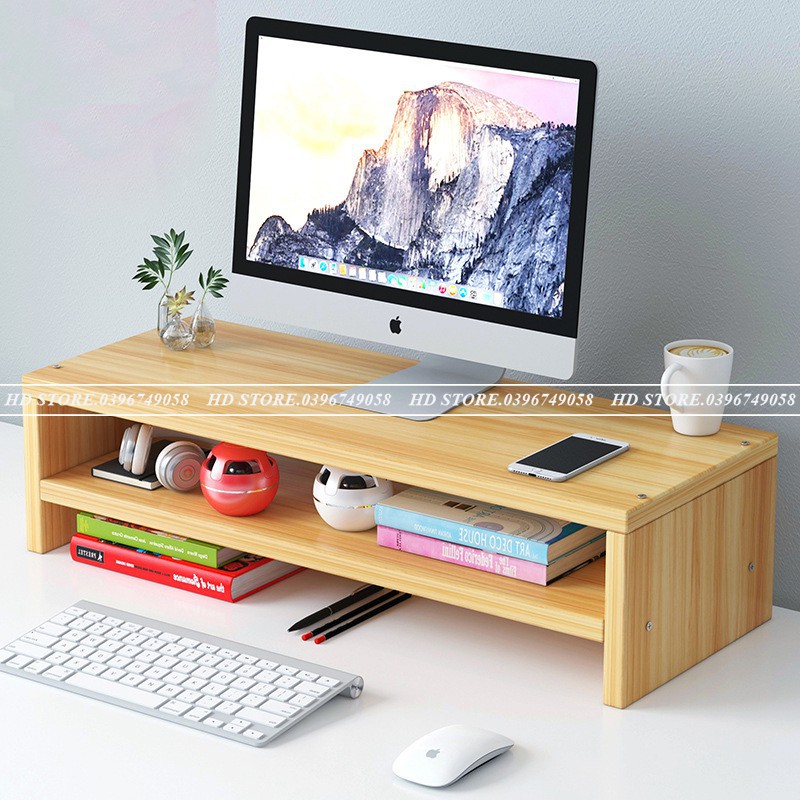 KỆ ĐỂ SÁCH - KỆ MÁY TÍNH - DECOR ⌨ LẮP GHÉP - 2 TẦNG ✨