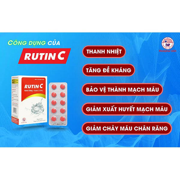 Rutin C – Hỗ trợ ngăn chảy máu chân răng, thanh nhiệt, tăng độ bền thành mạch (100 viên)