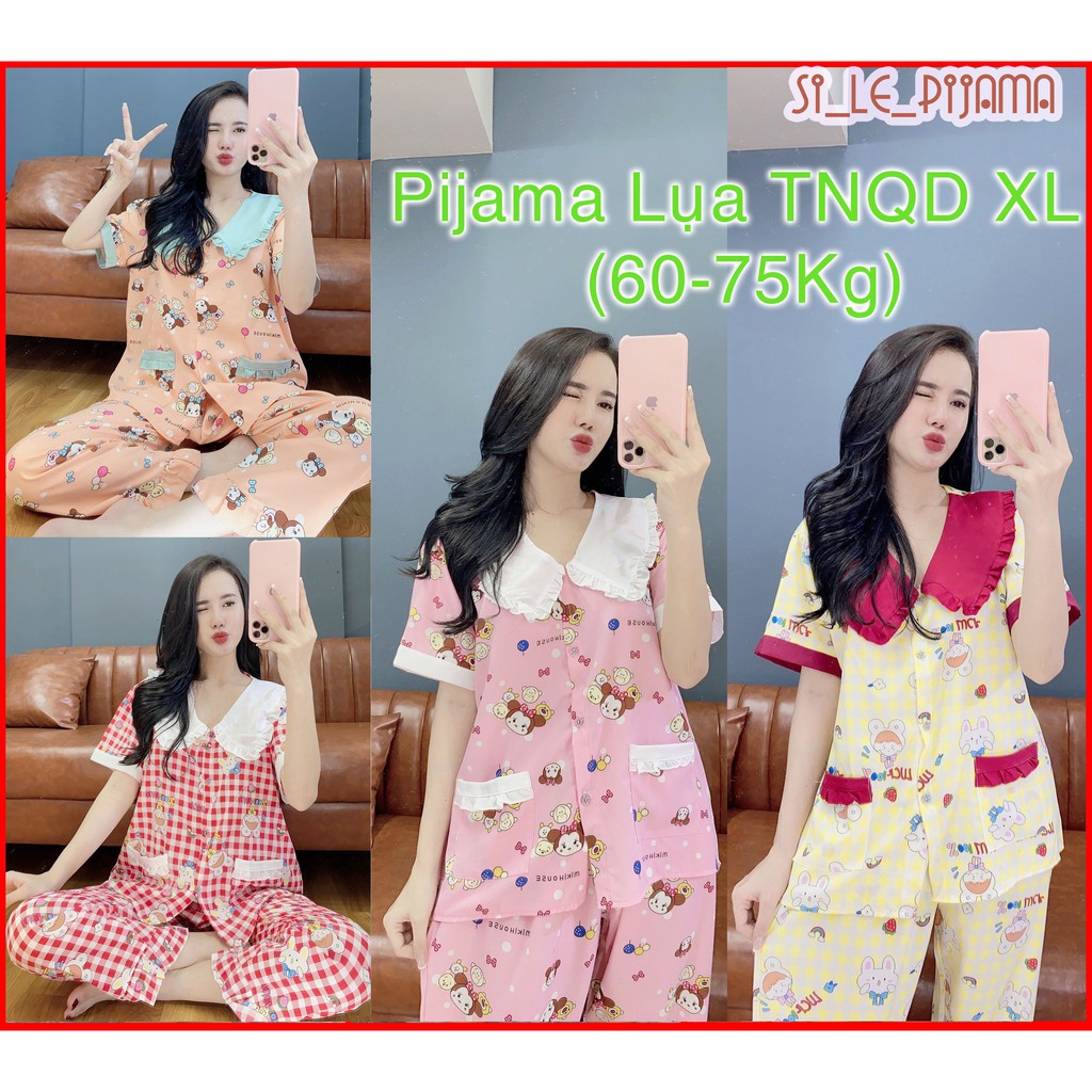 Đồ bộ pijama Lụa mịn Tiểu thư form XL 65-72kg