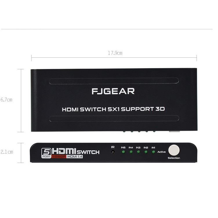 Hdmi switch 5X1 Ghép 5 thiết bị HDMI vào 1 màn hình - có remote