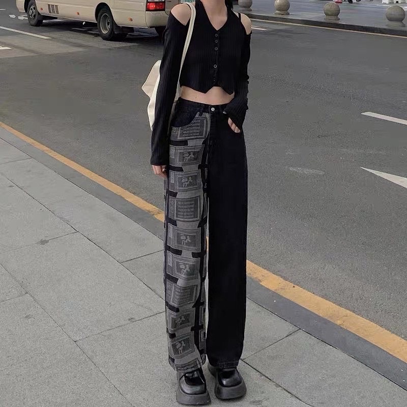 Quần culottes jean phối màu độc lạ