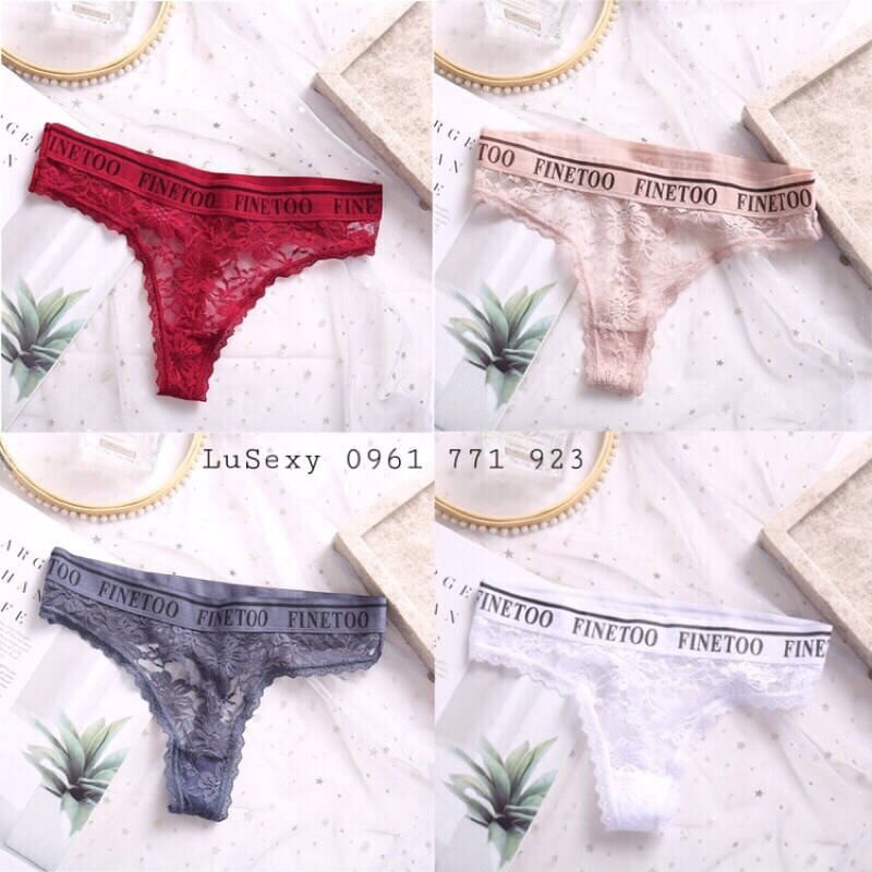 QUẦN LÓT GỢI CẢM - QUẦN LÓT LỌT KHE NỮ SEXY ren xuyên thấu trong suốt đẹp FINETOO màu đỏ đen trắng hồng xám | BigBuy360 - bigbuy360.vn