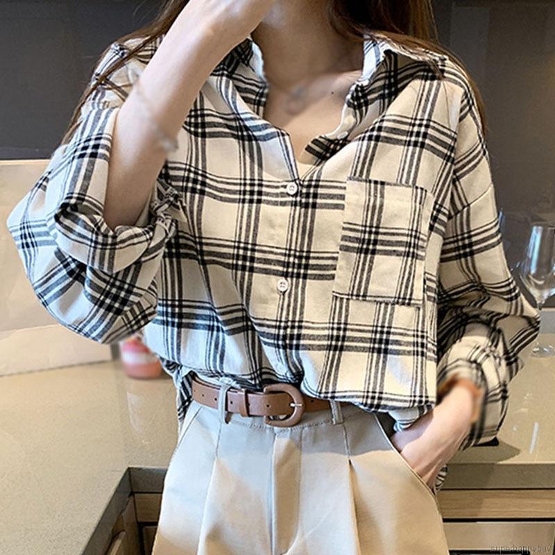 Áo Sơ Mi Caro Tay Dài Thời Trang Cho Nữ