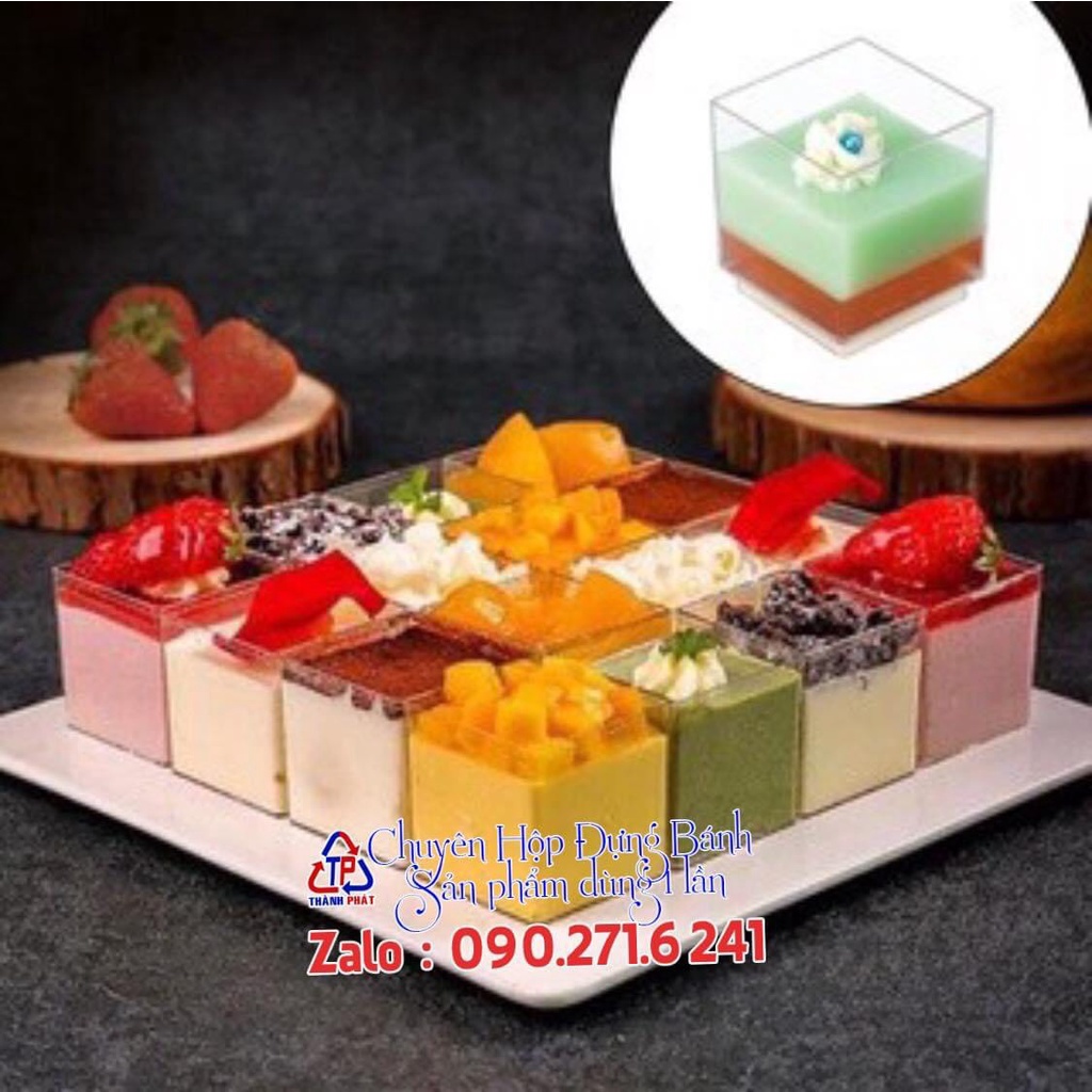 50 Ly mousse vuông LC-5550 đựng bánh mix nhiều vị- Ly đựng tiramisu - Panna cotta - yogurt trái cây -bánh lạnh