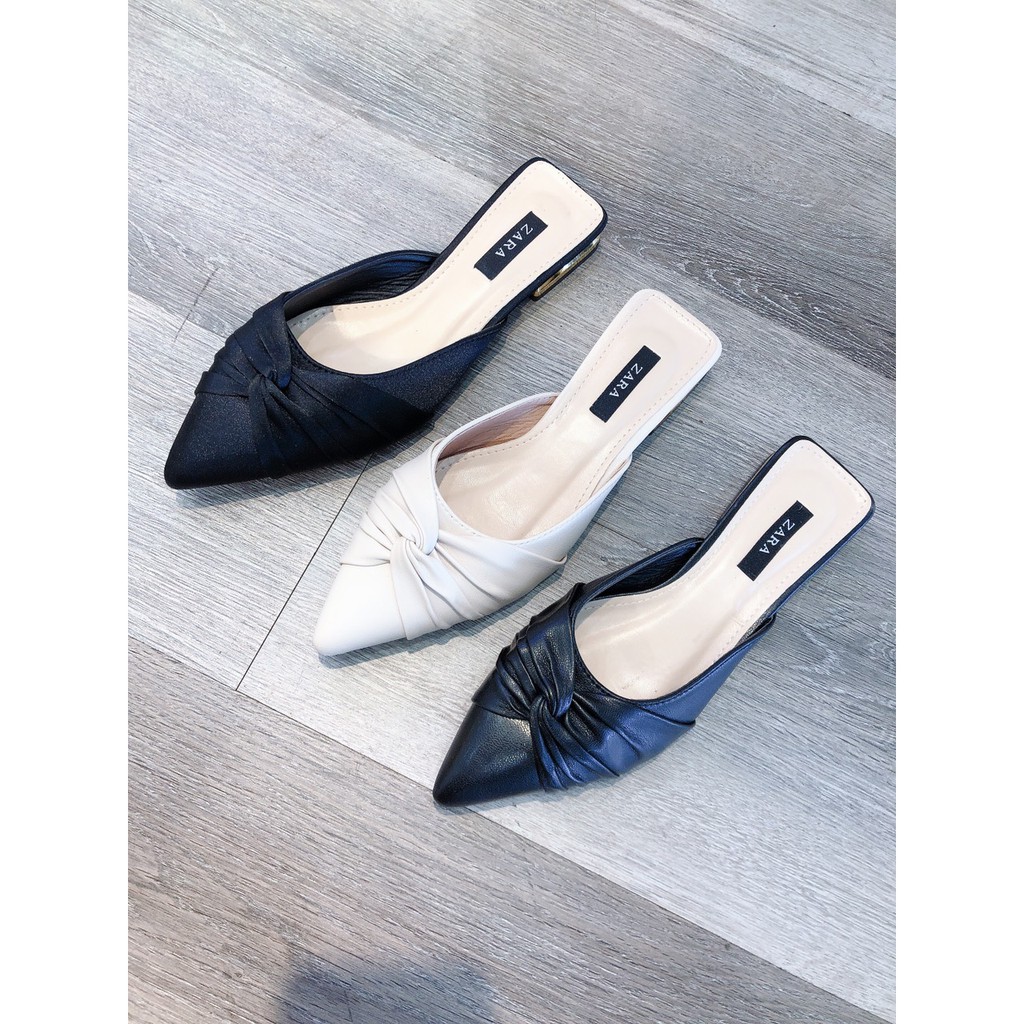 BEESHOES - GIÀY SỤC MŨI NHỌN GÓT VUÔNG CAO 2 PHÂN TRÁNG VÀNG - SỤC NỮ HOẠ TIẾT NHÚM XINH XẮN ĐI ÊM CHÂN SẴN MÀU ĐEN-LỤA