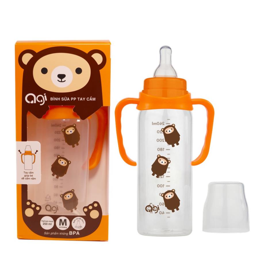 BÌNH SỮA CỔ HẸP AGI PP TAY CẦM 250ML Bình sữa agi cổ hẹp tay cầm 250 ml