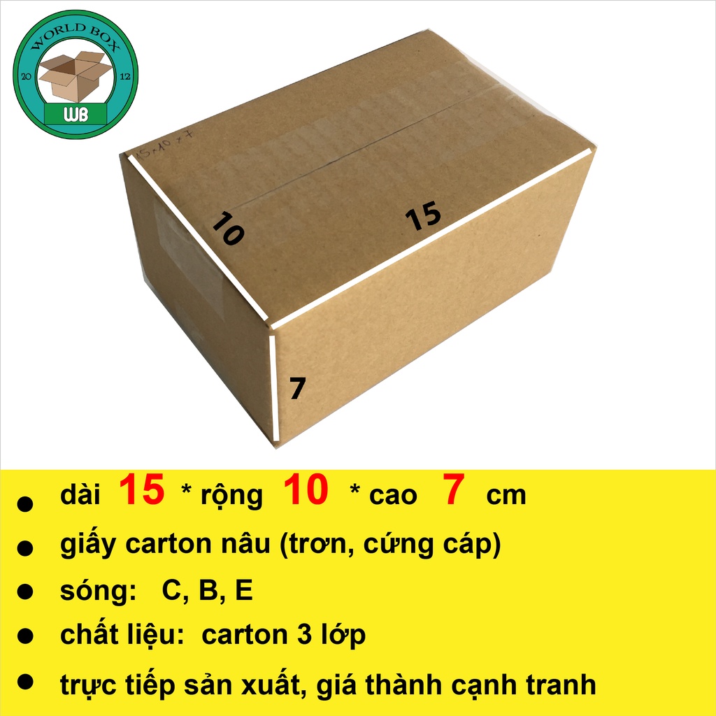 Hộp carton đóng hàng 15x10x7 bộ 100 không in