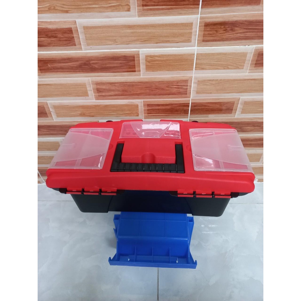 THÙNG ĐỰNG ĐỒ NGHỀ DỤNG CỤ SỬA CHỮA MÀU ĐỎ 02 MÓC KHÓA KIM LOẠI 02 SIZE 33x16x13