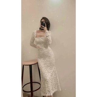 Đầm ren tay dài phối hoa eo siêu xinh cho các nàng lt