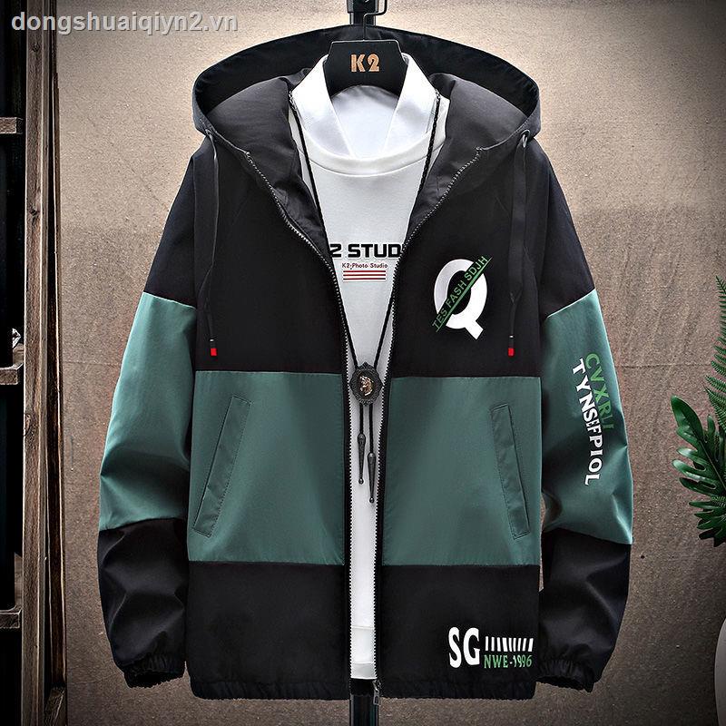 Spring and Autumn Men s Jacket Korean Trend Workwear Jacket Youth Student Hooded Gown Thin Casual Top Clothes