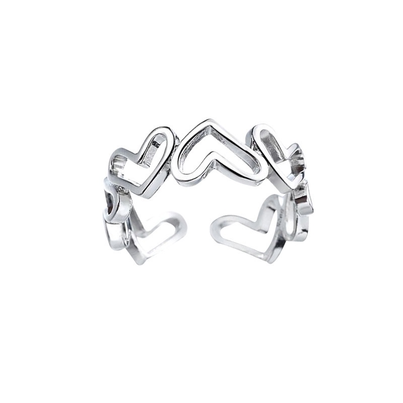 Nhẫn mạ bạc trang trí hình trái tim nhỏ thời trang Hàn Quốc chất lượng cao