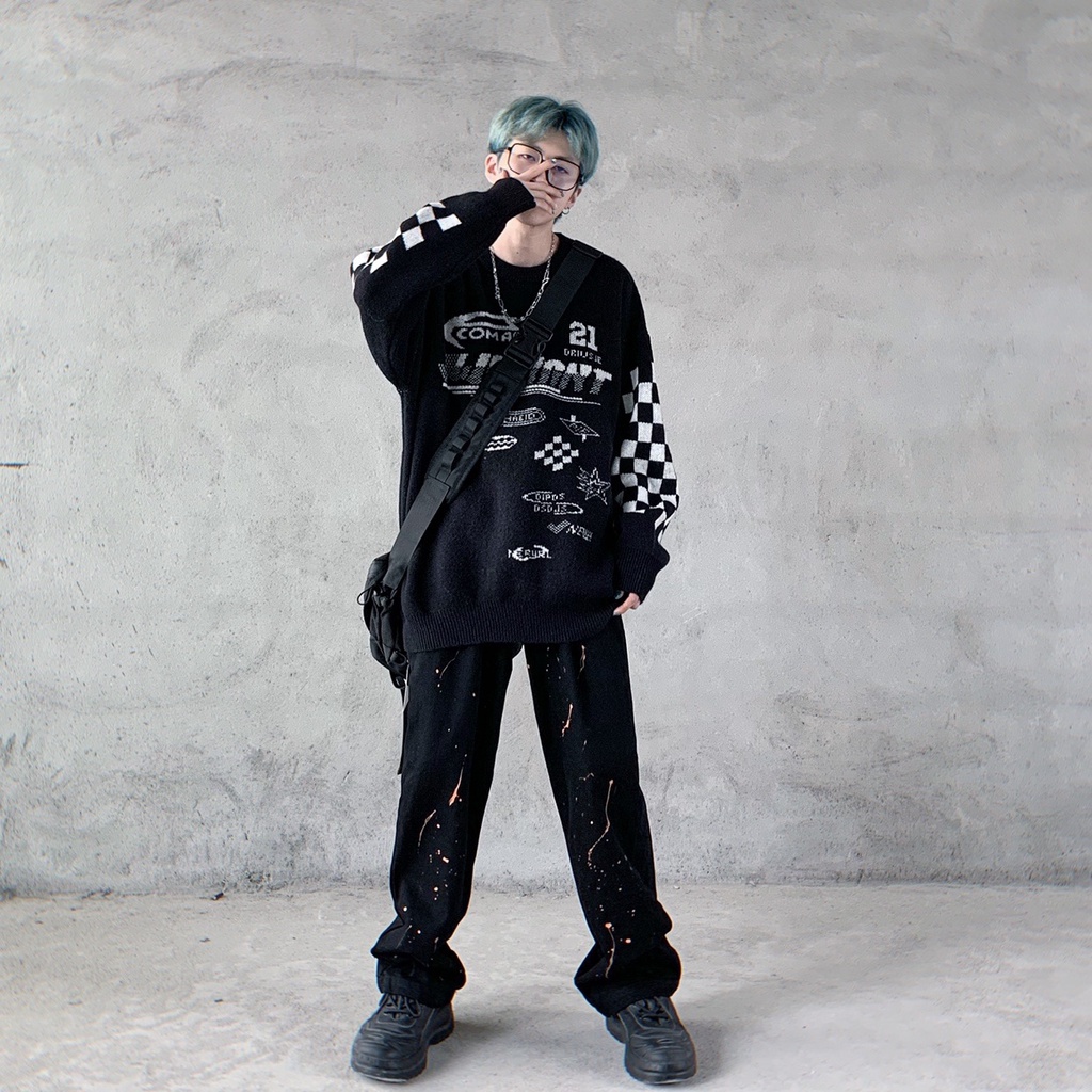 Áo sweater tay dài cổ tròn in chữ thời trang trẻ trung