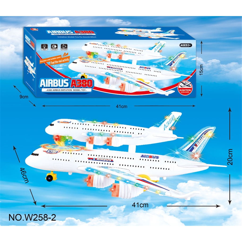 Máy Bay 2 Tầng Airbus A380 Phát Đèn - Nhạc W258-2