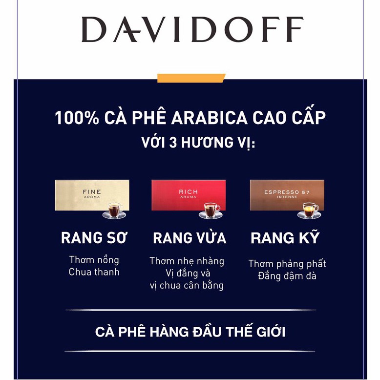 Cà phê hòa tan DAVIDOFF CAFÉ ESPRESSO 57 - 100% hạt Arabica - Thơm phảng phất, đắng đậm đà - lọ 100g | BigBuy360 - bigbuy360.vn