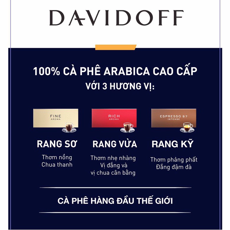 Cà phê hòa tan DAVIDOFF CAFÉ ESPRESSO 57 - 100% hạt Arabica - Thơm phảng phất, đắng đậm đà - lọ 100g