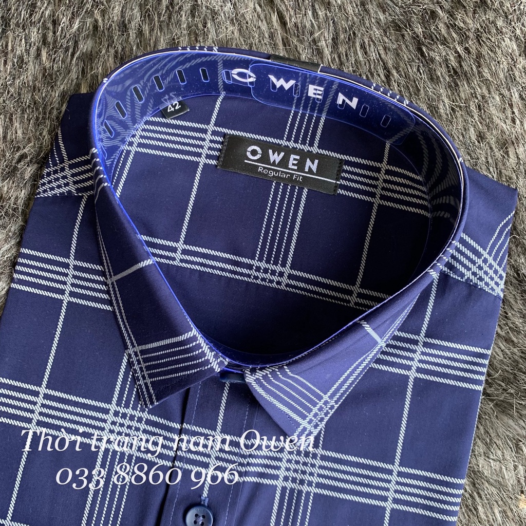 OWEN - Áo sơ mi dài tay Owen regularfit chất sợi tre ca rô xanh 23381