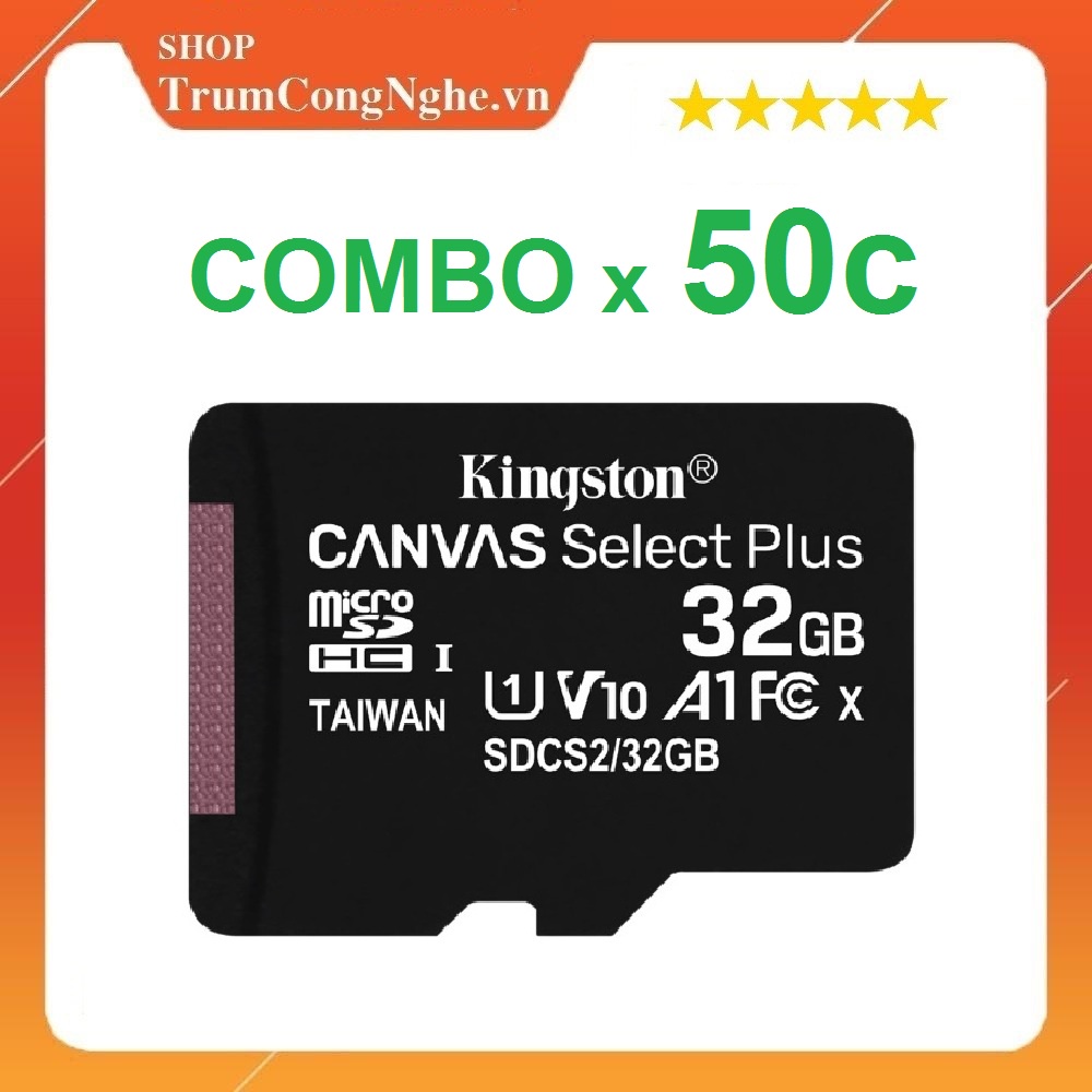 [Mã 99ELHA giảm 7% đơn 300K] COMBO Thẻ nhớ 32GB Kingston microSDHC A1 V10 Canvas Select Plus Class10 100MB/s