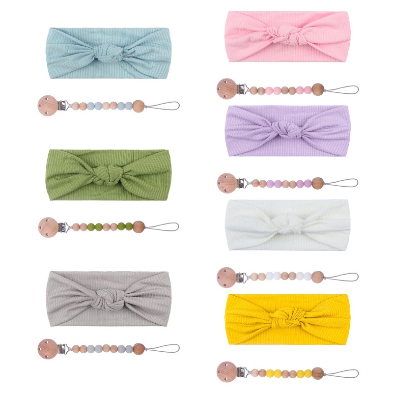 Bộ 2 Món Phụ Kiện Giá Đỡ Núm Vú Giả + Băng Đô Nơ Dễ Thương Cho Bé