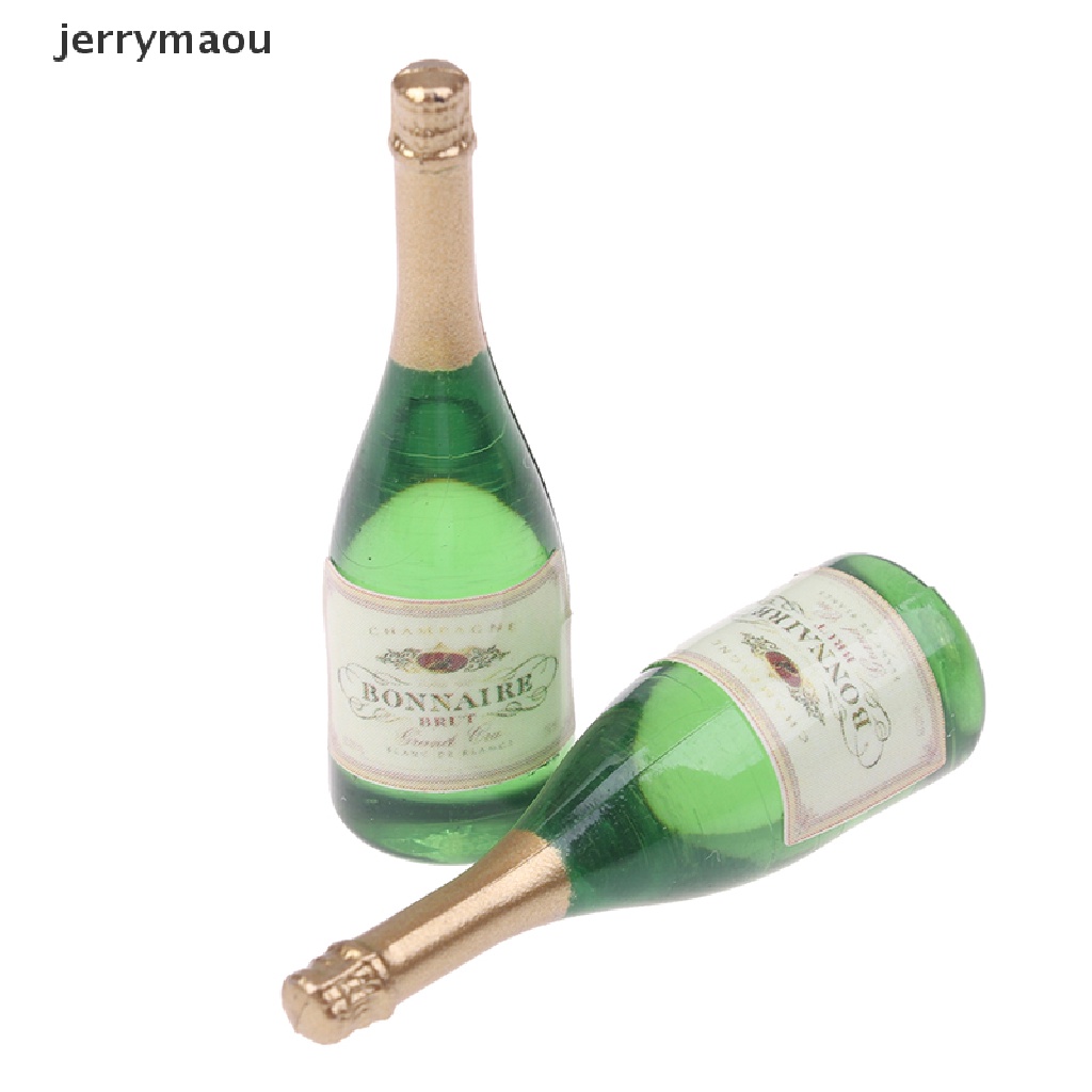 Bộ 2 Chai Rượu Champagne Mini Tỉ Lệ 1 / 12 Dùng Trang Trí Nhà Búp Bê