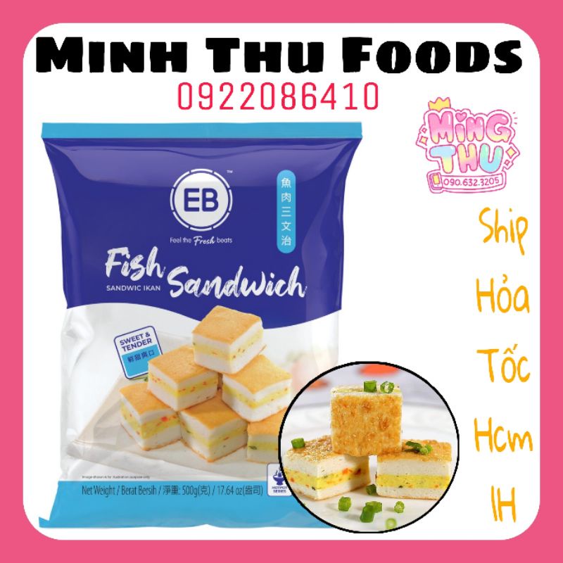Gói 500gr Viên Sandwich cá hồi EB nhập khẩu Malaysia