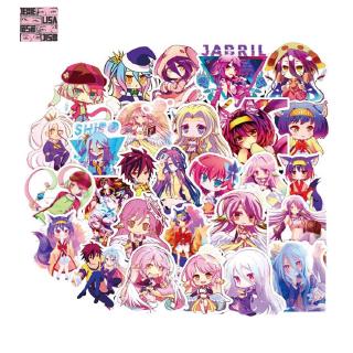 Bộ 50 miếng hình dán Anime NO GAME NO LIFE chống thấm nước dùng trang trí tập vở