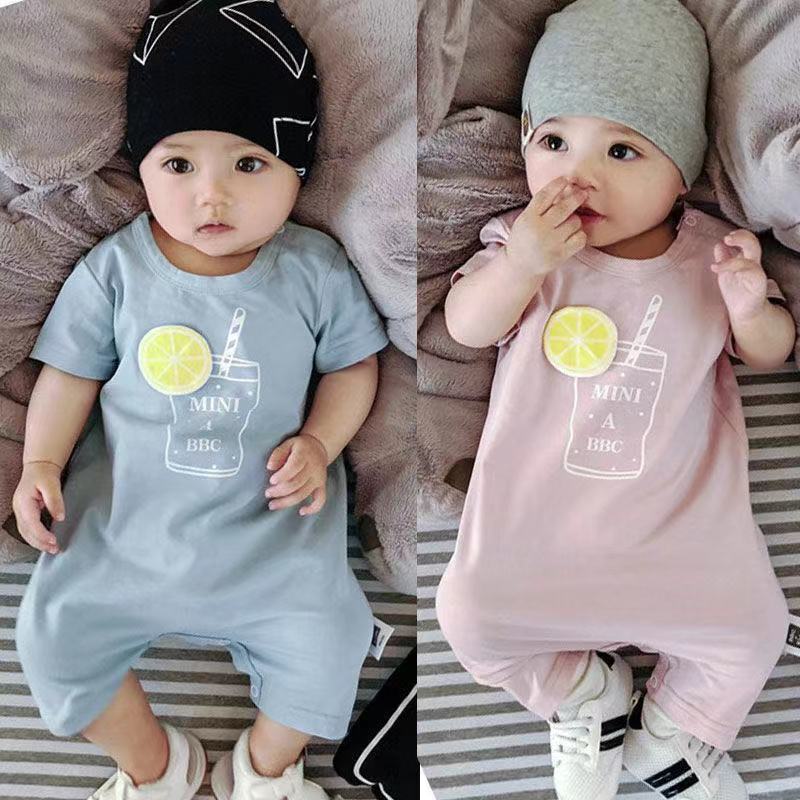 Áo liền quần cotton in họa tiết hoạt hình dễ thương cho bé trai và bé gái sơ sinh