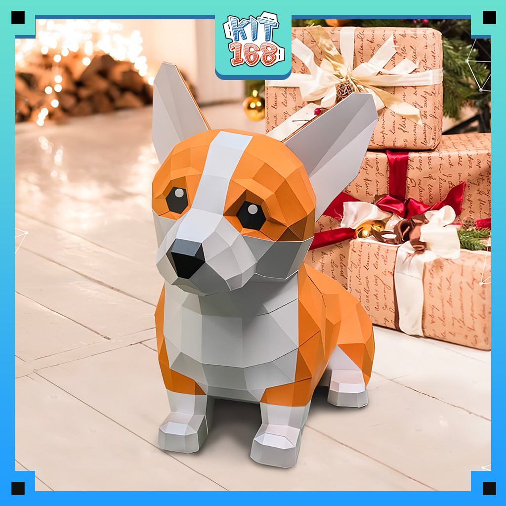 Mô hình giấy Động vật Chó Corgi con Poly