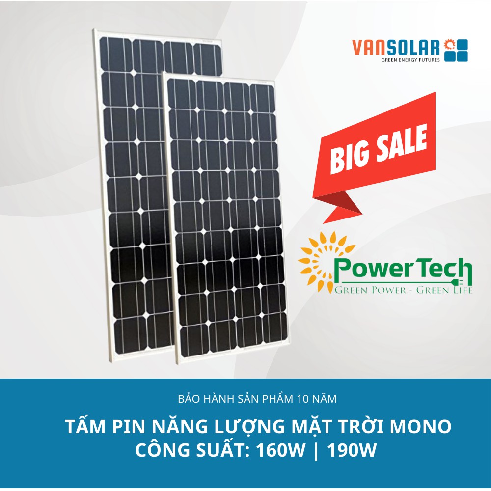 Tấm pin năng lượng mặt trời Mono Powertech 160W | 190W