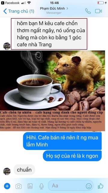 Cafe chồn đã rang
