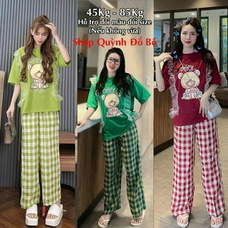 Đồ Bộ Nữ Mặc Nhà Anquachi Đẹp Thun Gân Co Giãn Ở Nhà Dễ Thương Quần Dài Form Rộng Cute S153