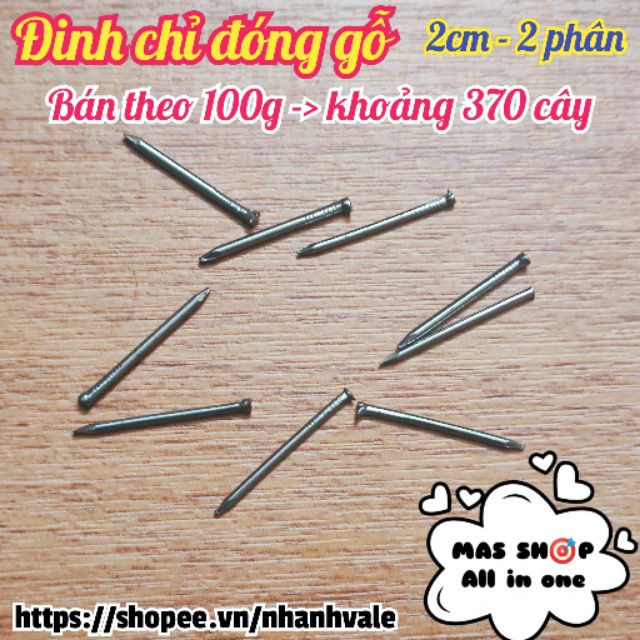 [Bán theo 100g] Đinh chỉ đóng gỗ đầu nhỏ 2cm và 3cm