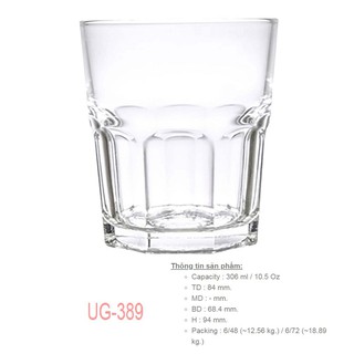 Bộ 6 cốc thủy tinh lùn thái lan UG-389 (306ml)