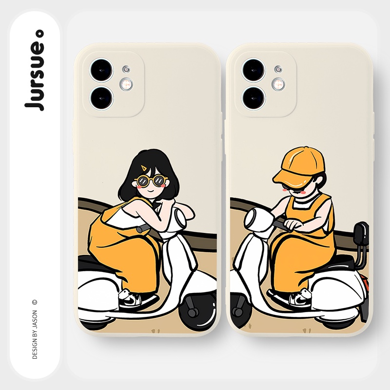 Ốp lưng JURSUE mềm hoạt hình cặp đôi dễ thương đẹp Cho iPhone 14 13 12 11 Pro Max SE 2020 X XR XS 8 7 ip 6S 6 Plus Y2409