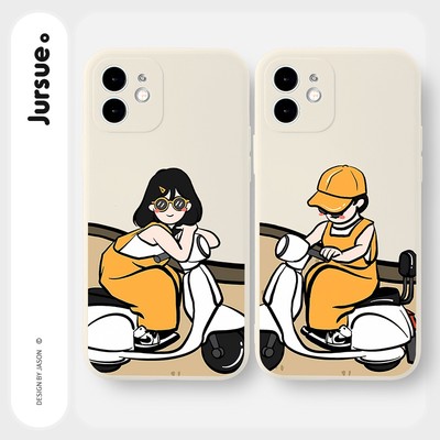 Ốp lưng JURSUE mềm hoạt hình cặp đôi dễ thương đẹp Cho iPhone 17 16 15 14 13 12 11 Pro Max SE 2020 X XR XS ip 8 7 Plus Y2409