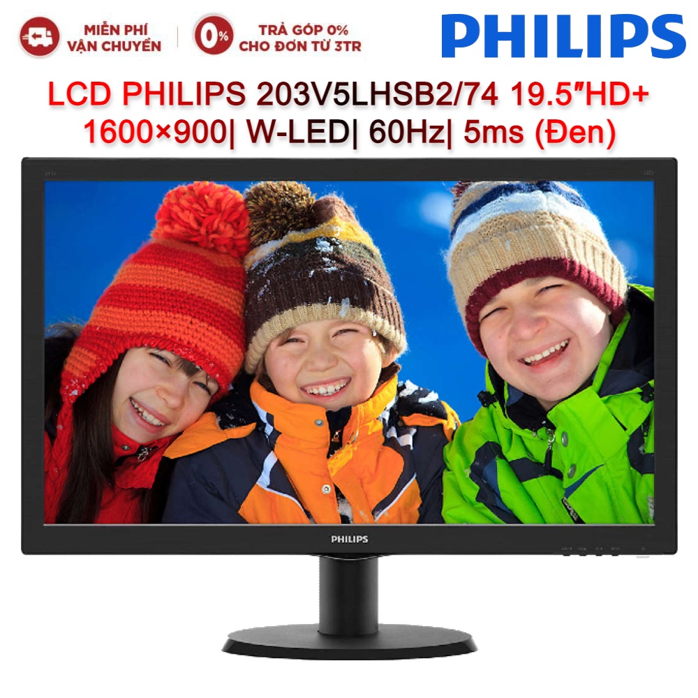 Màn hình máy tính LCD PHILIPS 203V5LHSB2/74 19.5″HD+ 1600×900| W-LED| 60Hz| 5ms (Đen)