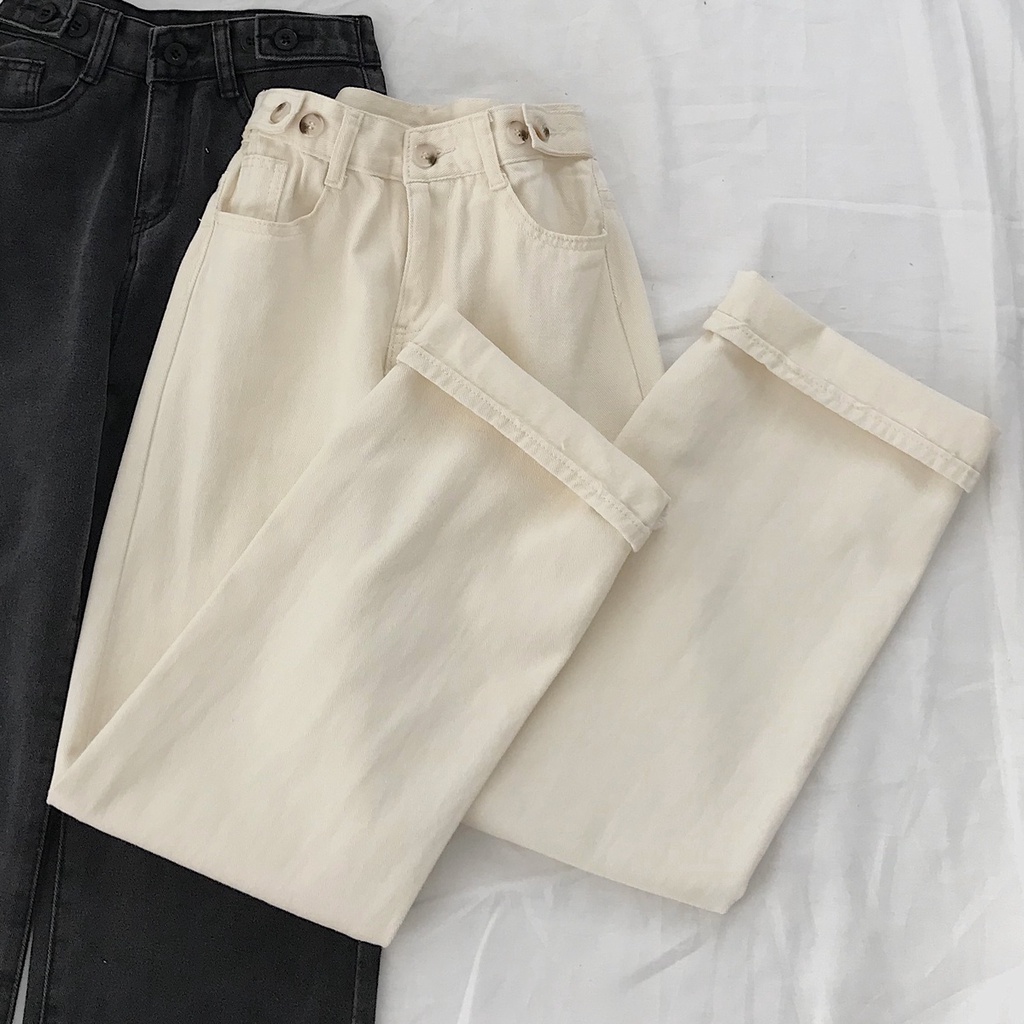 Quần Jean Nữ Ống Rộng JEM CLOSET Lưng Cao Có Cúc Chỉnh Eo Lên Form Siêu Tôn Dáng CONUN 2899