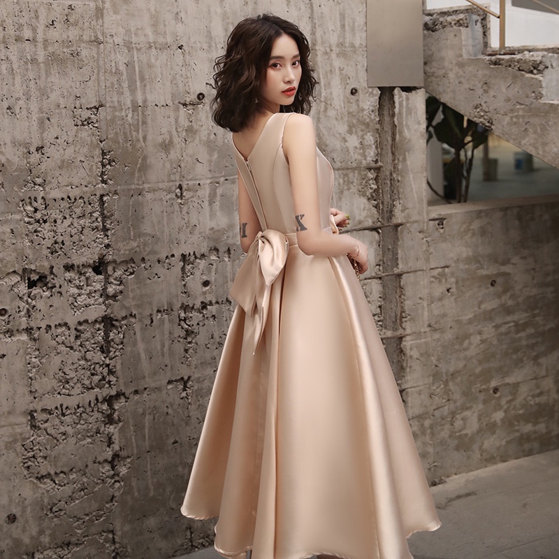 Tiệc Dạ Hội Đơn Giản Mới  Chủ Chương Trình Hòa Nhạc Sinh Viên Thể Hiện Thời Trang Mỏng Chiều Dài Giữa Váy Cô Dâu