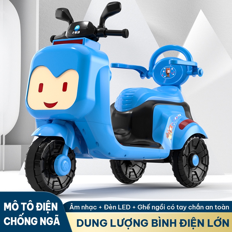 Xe mô tô điện trẻ em tạo hình dễ thương ghế ngồi thoải mái có tay chắn chống ngã an toàn hơn động cơ mạnh mẽ lực kéo tốt