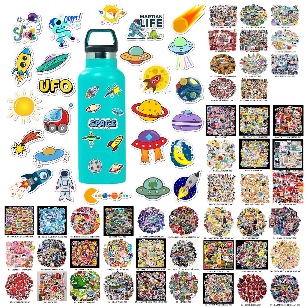 Đổ buôn - STICKER HOẠT HÌNH ANIME chống nước sticker dán mũ bảo hiểm, DÁN VALI DÁN laptop, DÁN BÌNH NƯỚC
