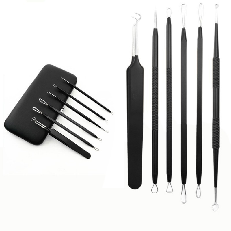 Set 6 dụng cụ nặn mụn đầu đen kèm túi đựng