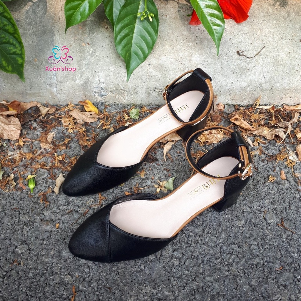 Giày cao gót Dusto phối màu xinh xắn, gót trụ vuông cao 5.5cm (có sẵn)