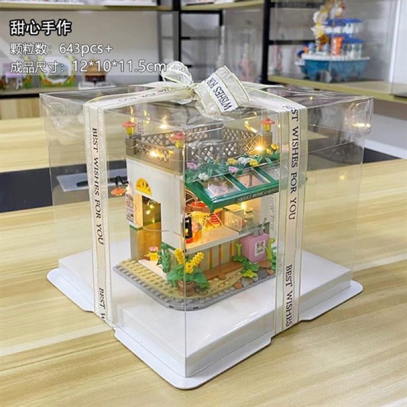 Lego Sweet Home Coffee 643pcs 12*10*11.5cm + đèn Malibu Corner