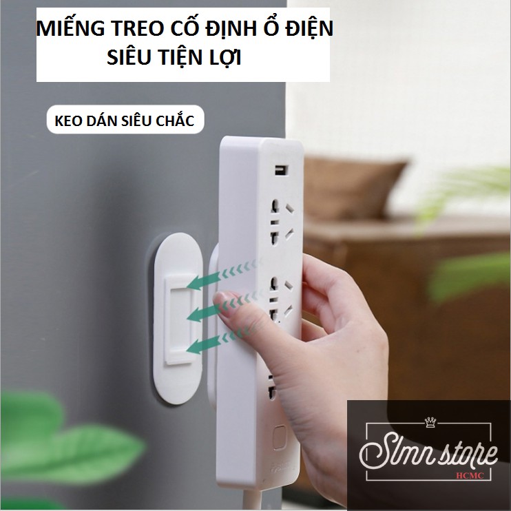 Miếng dán treo ổ cắm điện trượt chữ T siêu tiện dụng an toàn cho bé, giá đỡ các vật dụng gia đình. SD1-TreoOCD-truot