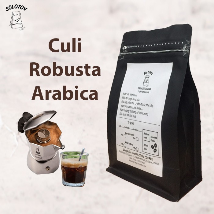 [CÀ PHÊ HẠT RANG MỘC] 100g Cà phê hạt Culi Robusta Arabica rang mộc pha phin pha máy - SoloTov Coffee (Trộn theo tỷ lệ) | BigBuy360 - bigbuy360.vn