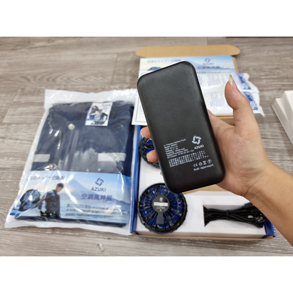 PIN GẮN ÁO ĐIỀU HÒA AZUKI SUPER 2022 Dung Lượng 24000mah Sử dụng cho Quạt 12V, CHẠY 10- 28 TIẾNG